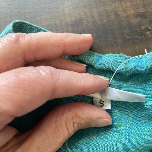 Bryn  Walker Teal linen blouse - Picture 4 of 12